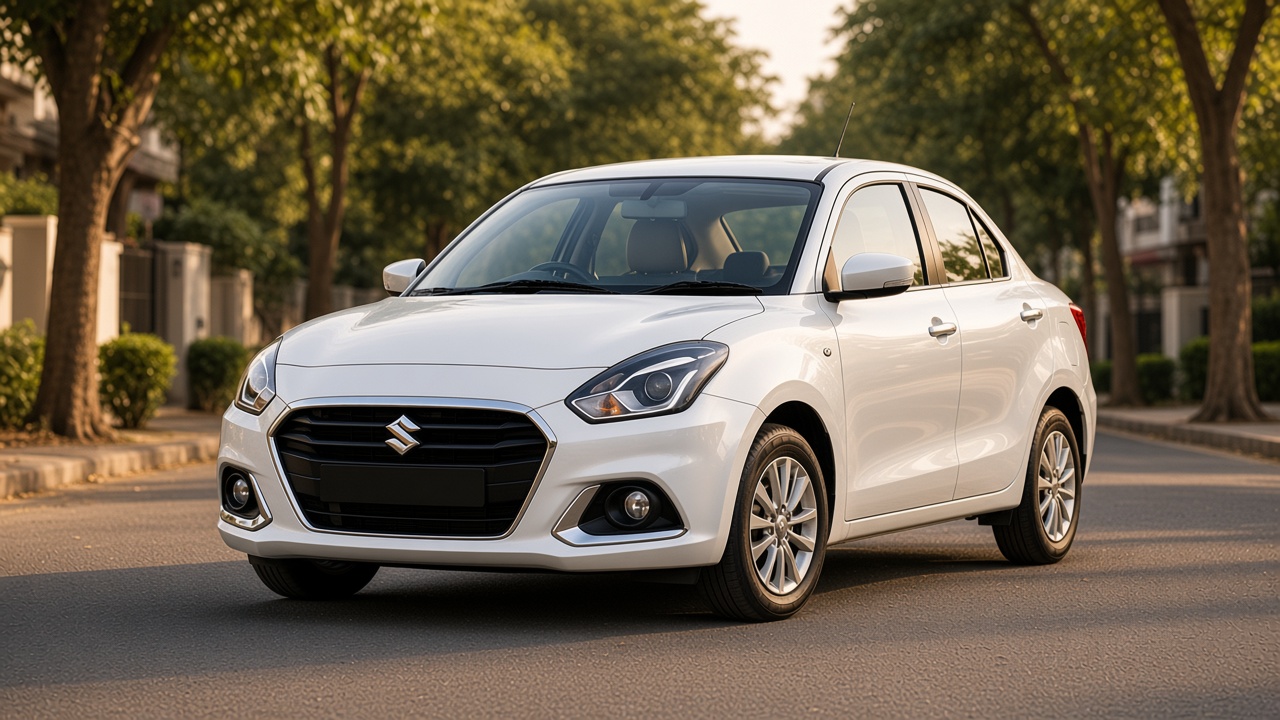 White Maruti Suzuki Dzire sedan
